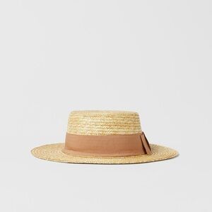 Zara Kids Tan Straw Boater Hat